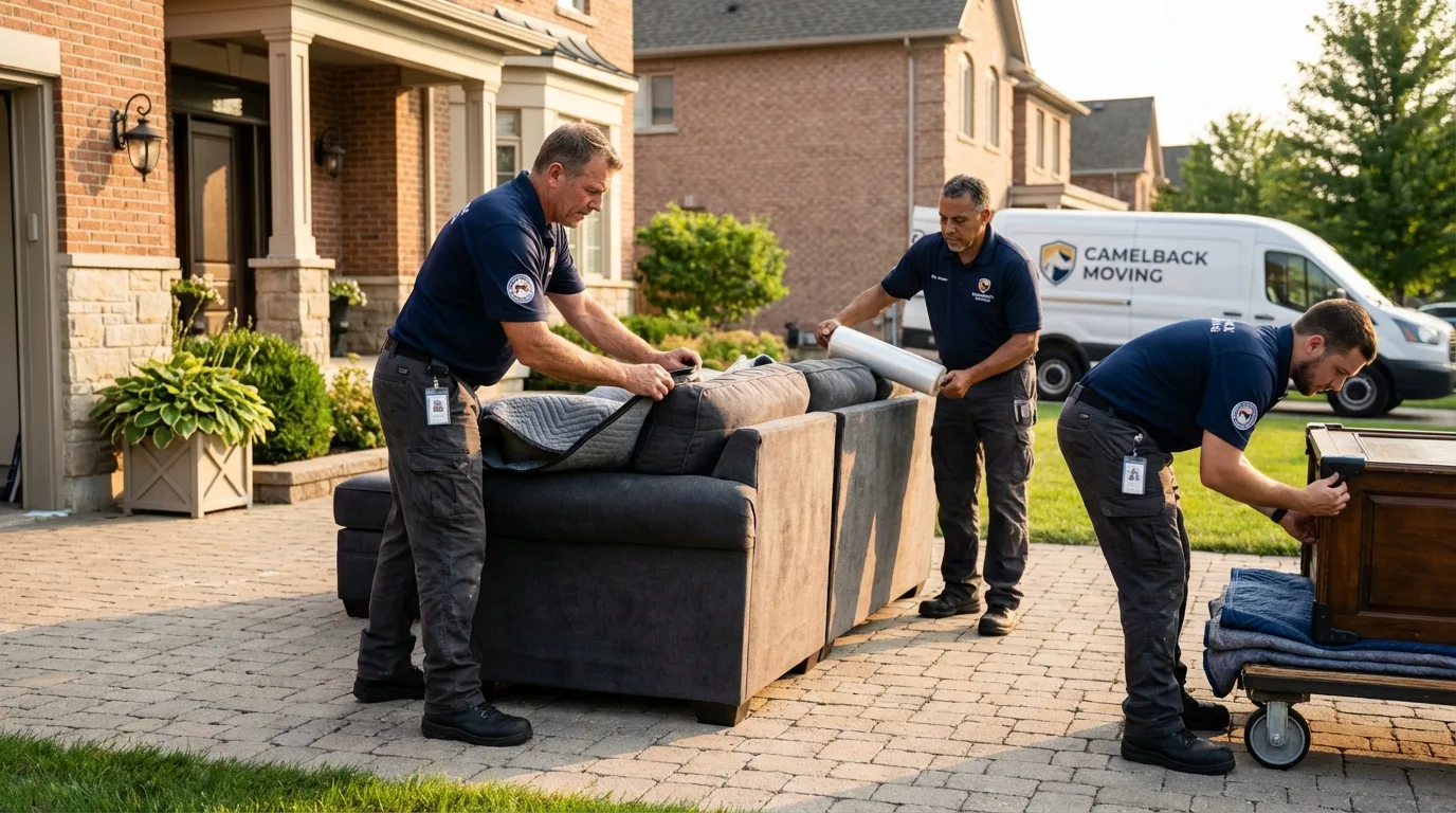 Large estate moving crew wrapping furniture in Lawrenceville, VA
